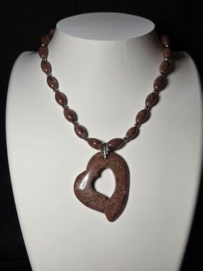Red Jasper Necklace With Heart Pendant